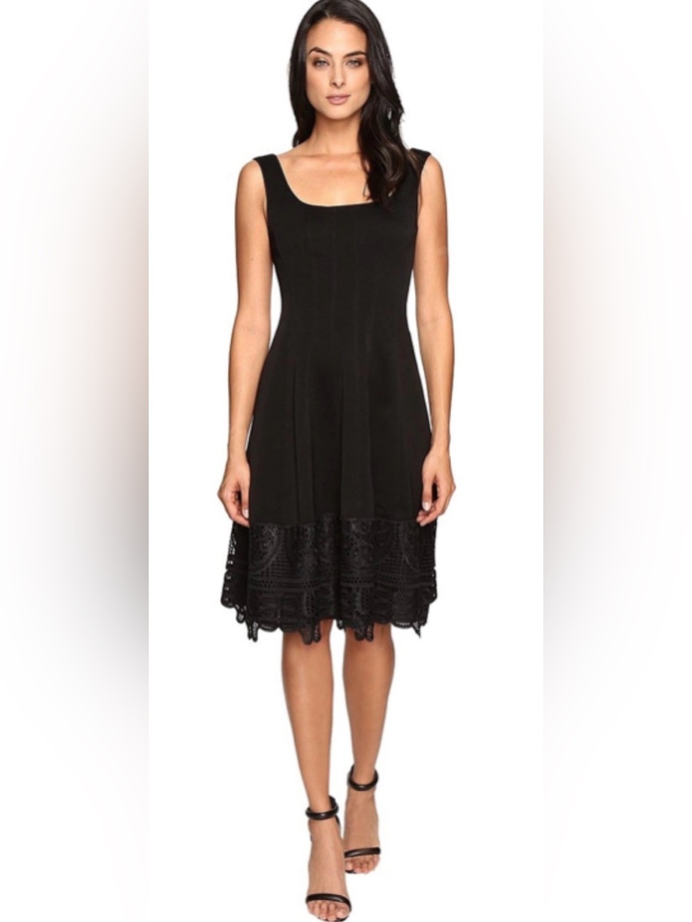 Nanette Lepore NYC Black Let's Elope Cover Up Mini Dress with Lace Hem. Sz 12
